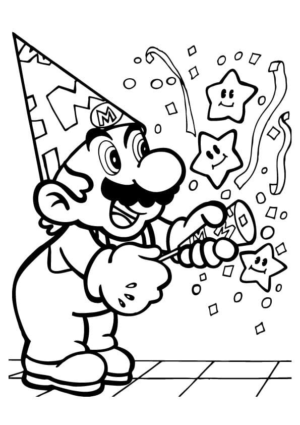 Hyvää syntymäpäivää Mario Värityskuva