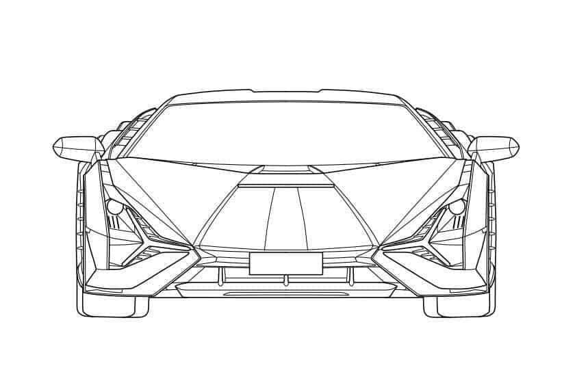 Ilmainen Tulostettava Lamborghini-auto Värityskuva