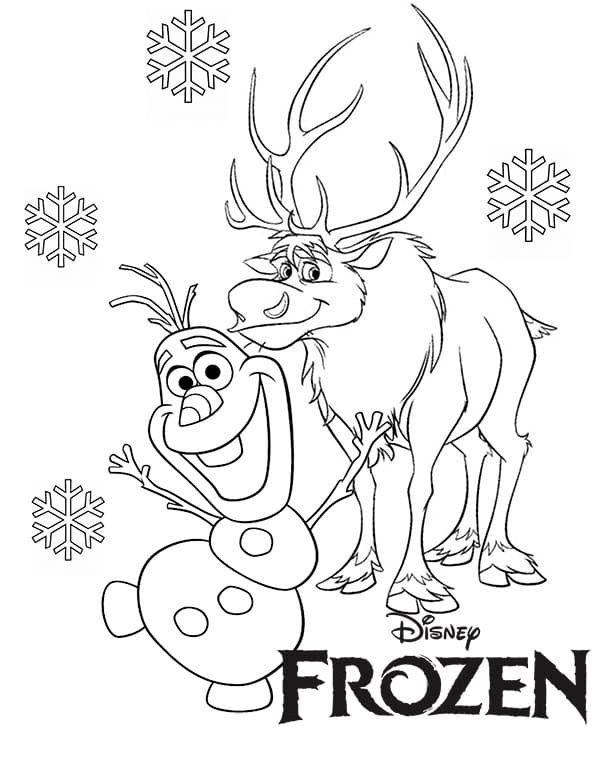 Olaf Svenin kanssa Frozenista Värityskuva