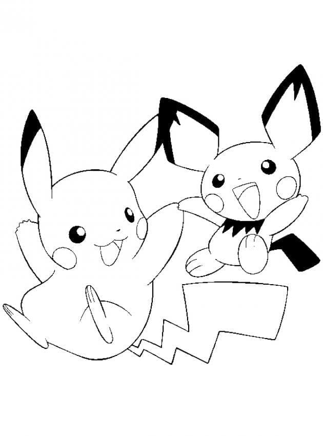 Pikachu ja Pichu Värityskuva
