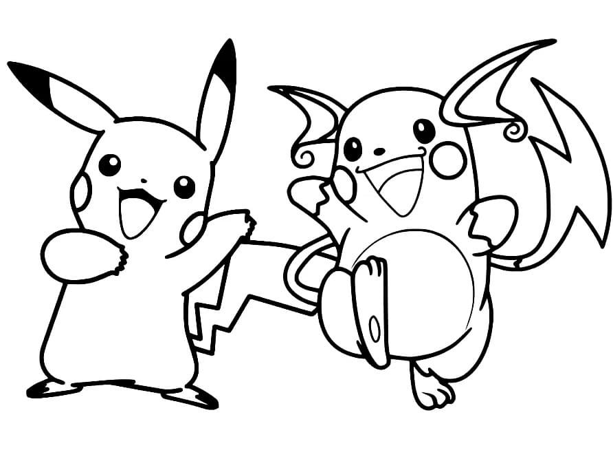 Pikachu ja Raichu Värityskuva