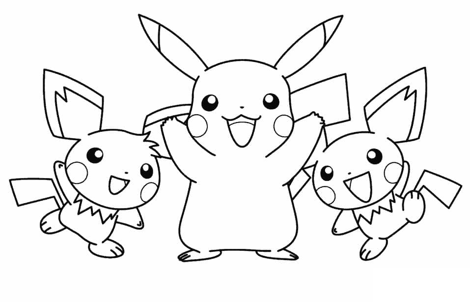Pikachu ja ystävät Värityskuva