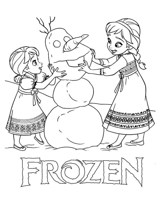 Pikku Elsa ja Anna Frozenista Värityskuva