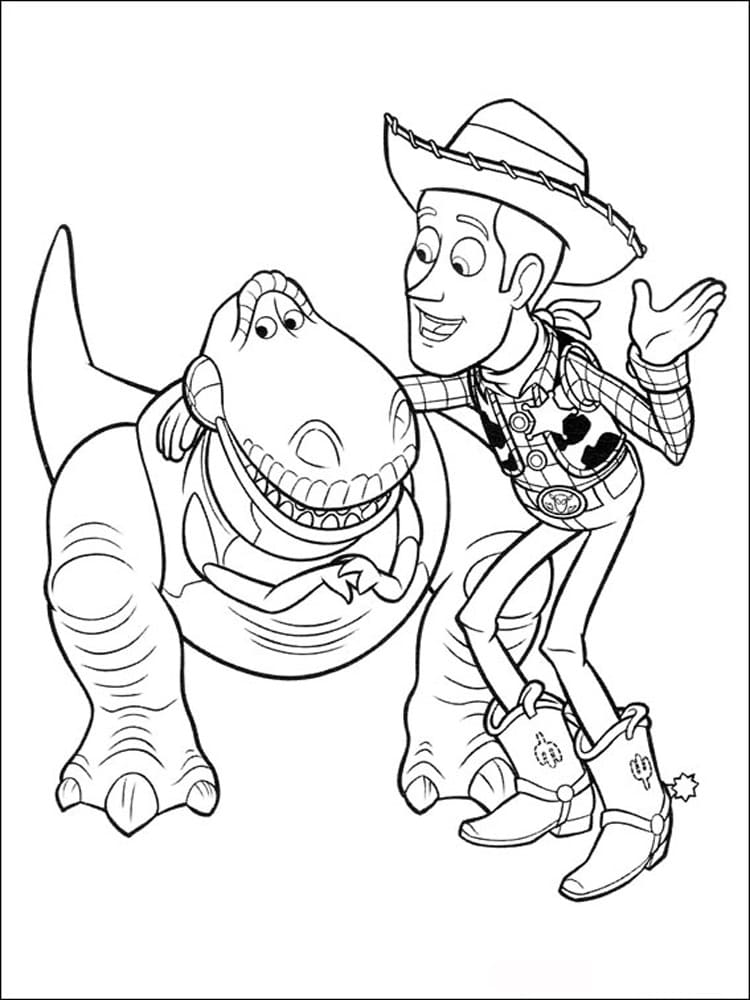 Rex ja Woody Toy Story Värityskuva