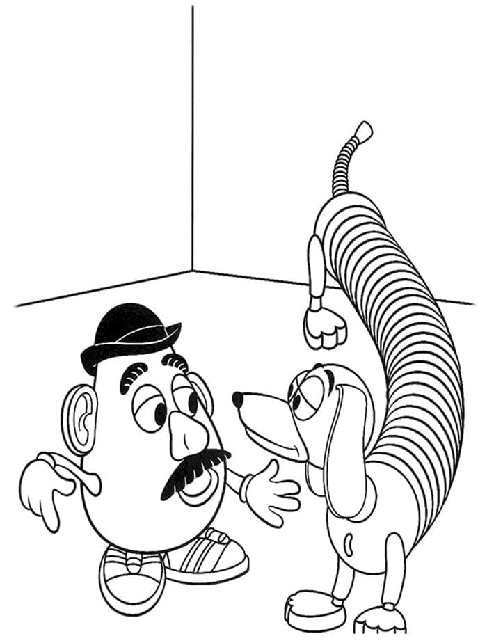 Slinky Dog ja Mr. Potato Head -lelutarina Värityskuva