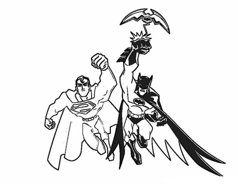 Superman ja Batman Värityskuva