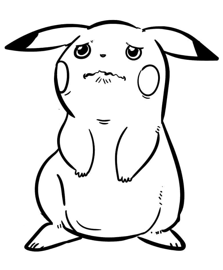 Surullinen Pikachu Värityskuva