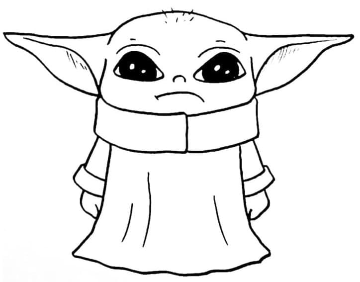 Tulostettava Baby Yoda Värityskuva