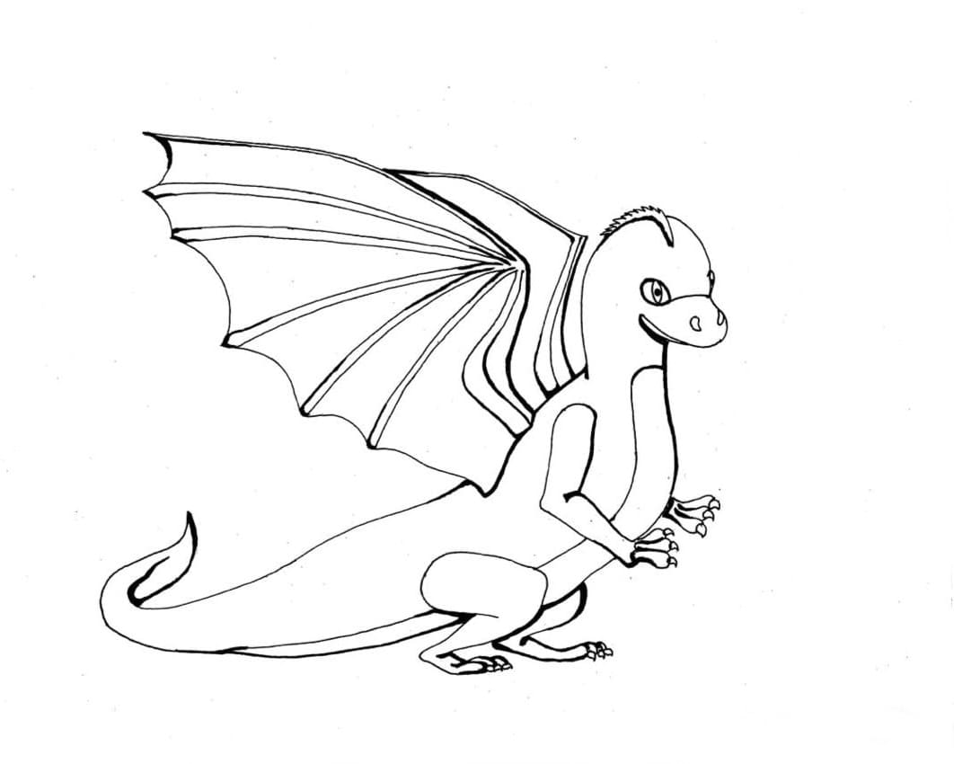 Tulostettava Funny Dragon Värityskuva
