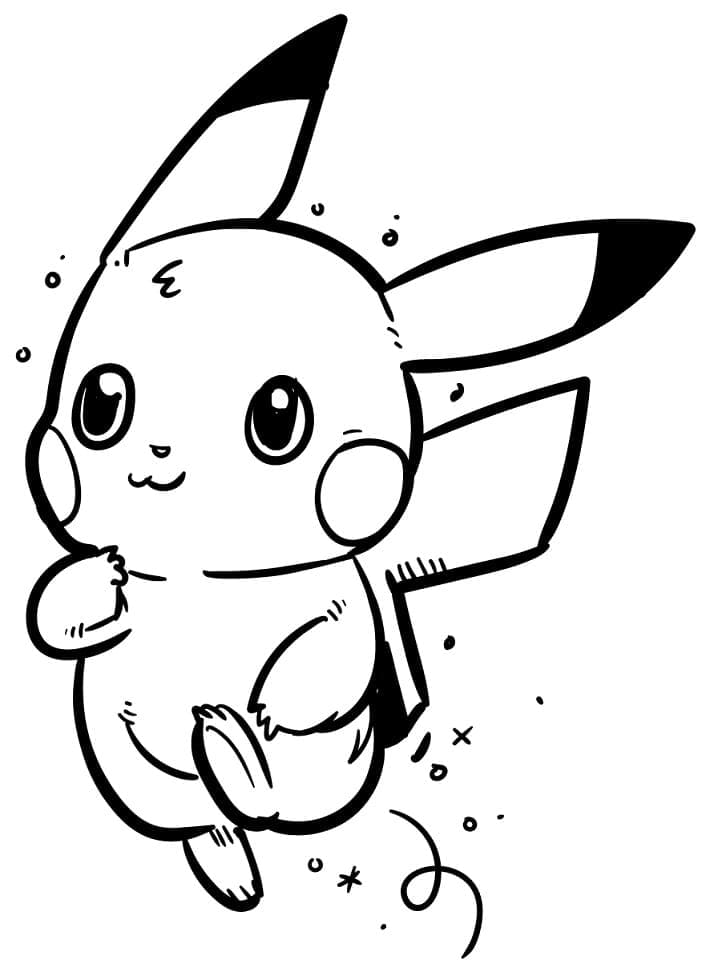 Tulostettava Kawaii Pikachu Värityskuva