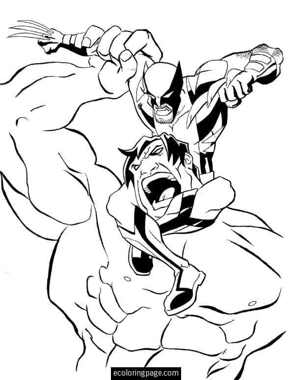 Wolverine ja Hulk Värityskuva