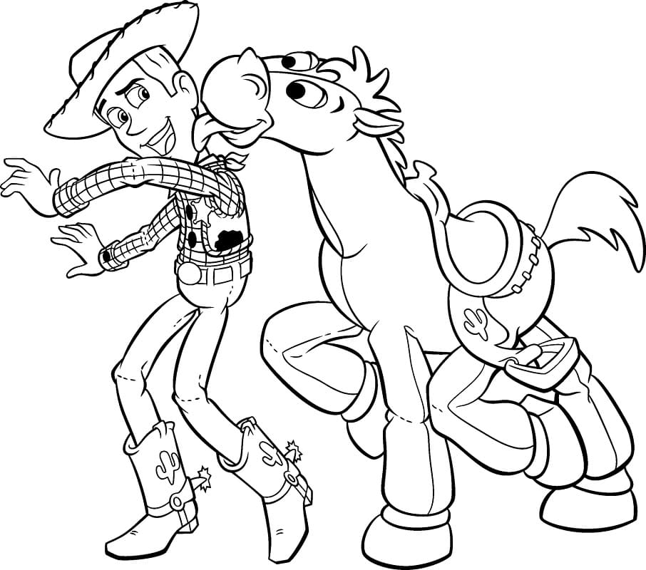 Woody ja Bullseye Toy Story Värityskuva
