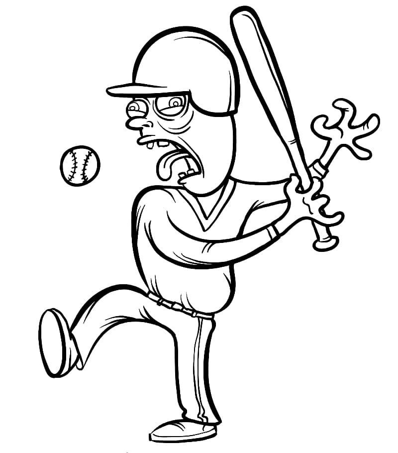Hullu baseball-pelaaja Värityskuva