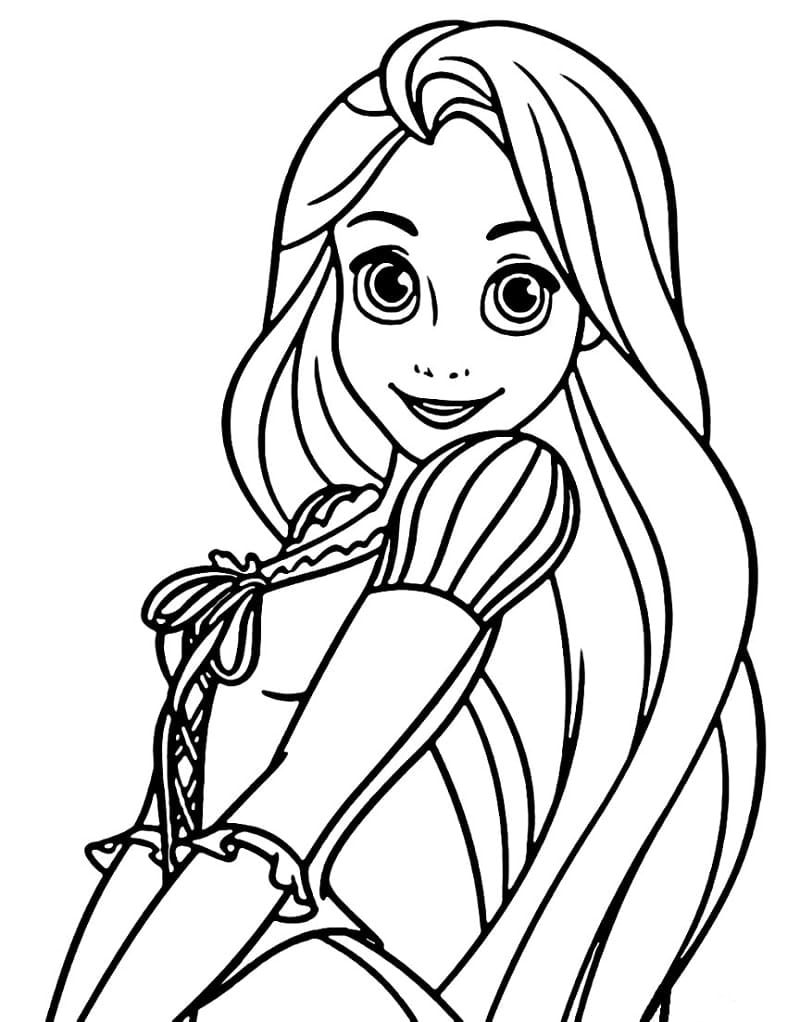 Hymyilevä prinsessa Rapunzel Värityskuva