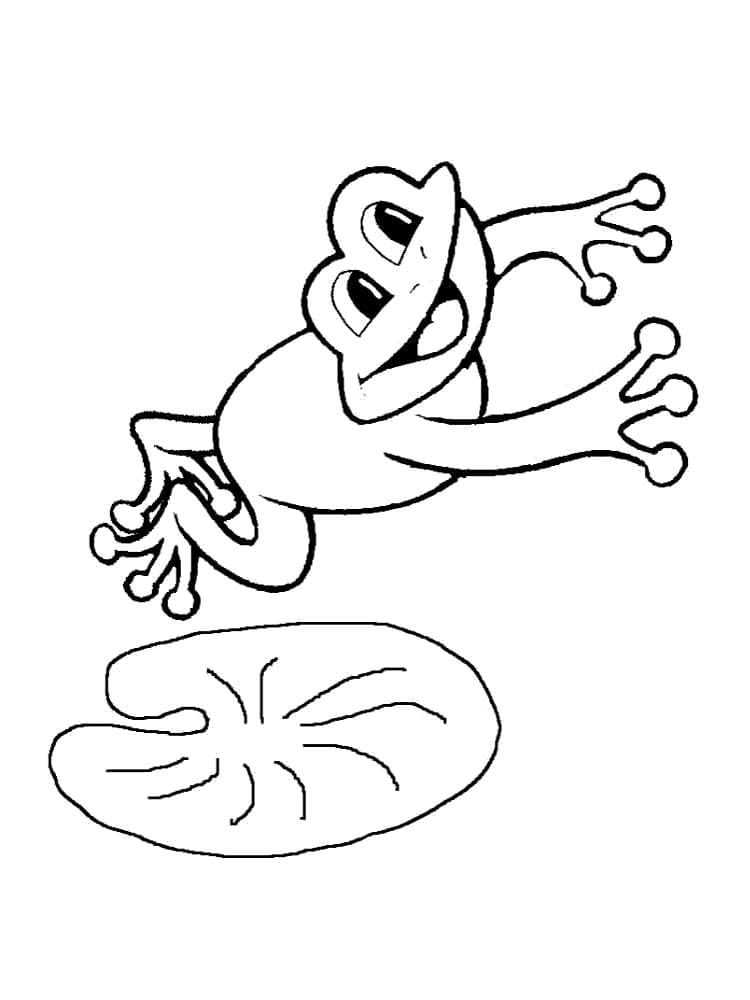 Hyppäävä sammakko Värityskuva