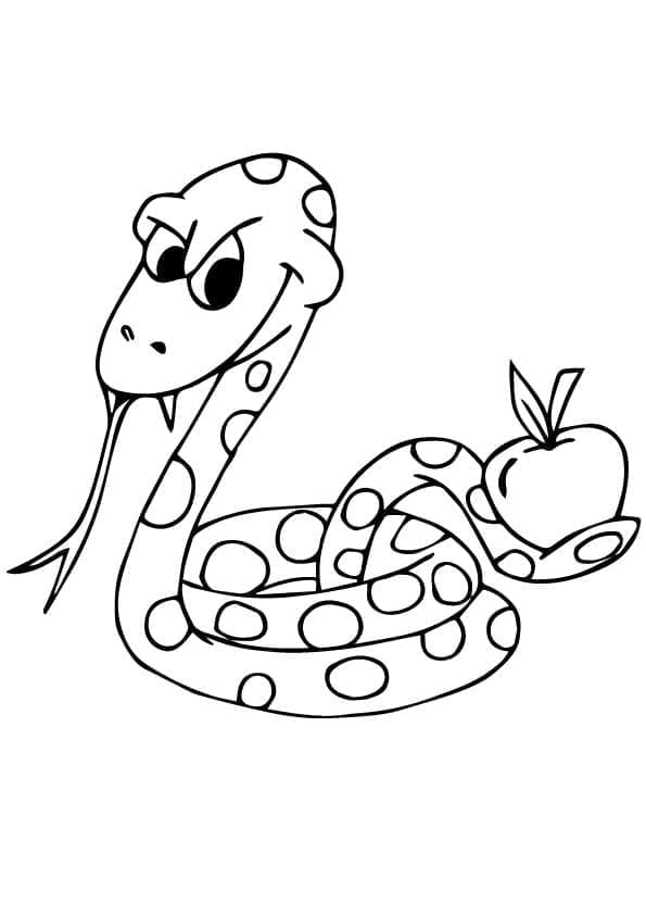 Käärme Applen kanssa Värityskuva