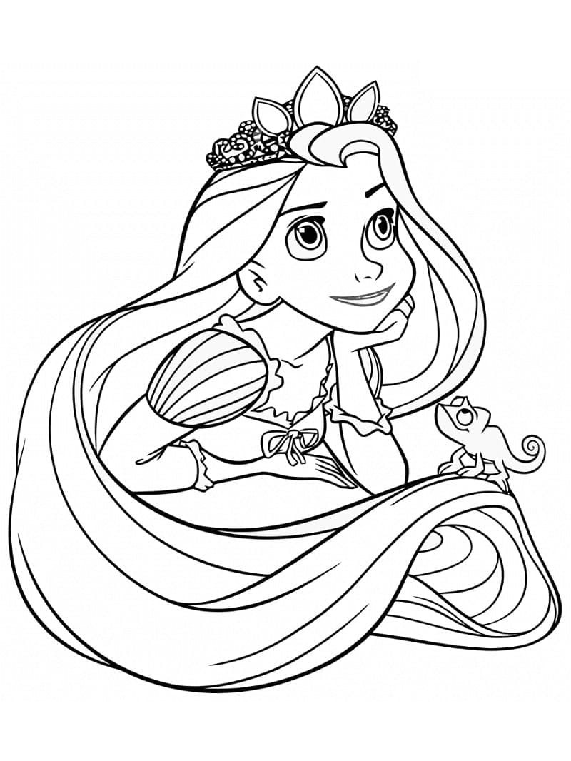Kaunis prinsessa Rapunzel Värityskuva