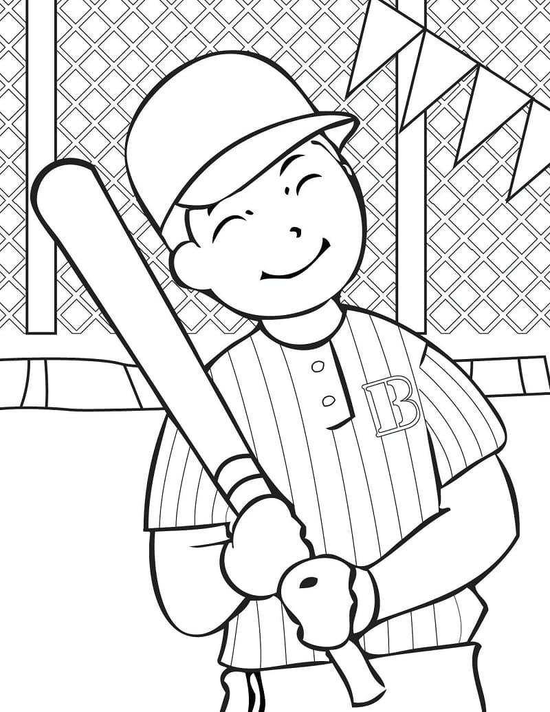 Onnellinen baseball-pelaaja Värityskuva