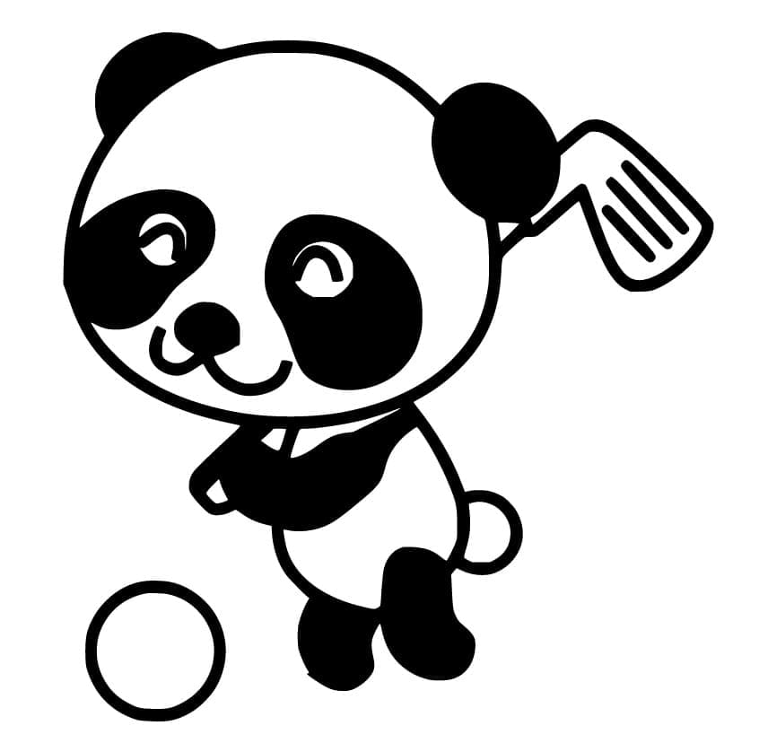 Panda pelaa golfia Värityskuva