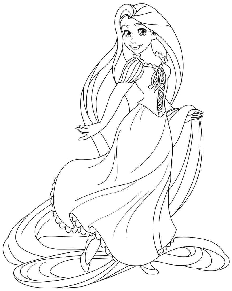 Princess Rapunzel ilmainen tulostettava Värityskuva