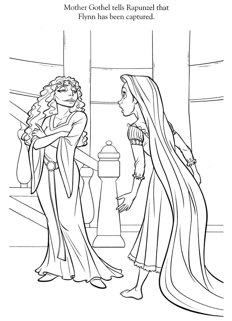 Prinsessa Rapunzel ja äiti Gothel Värityskuva