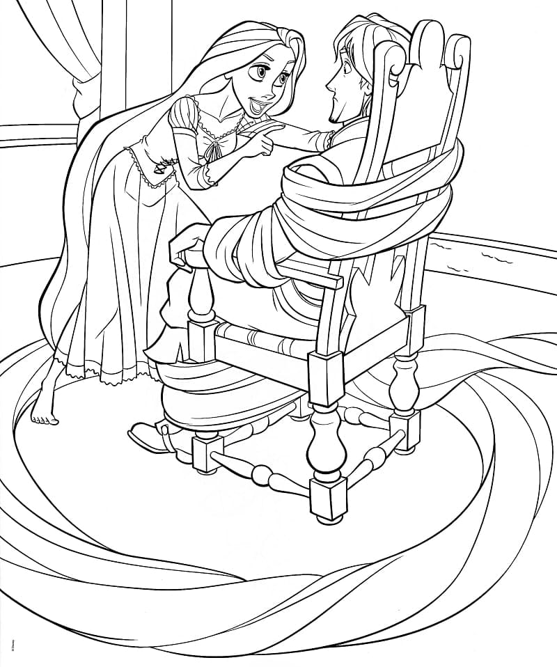 Prinsessa Rapunzel ja Flynn Värityskuva