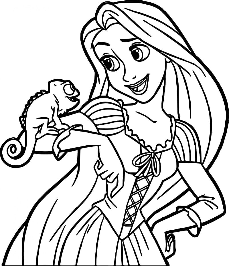 Prinsessa Rapunzel ja Pascal Värityskuva