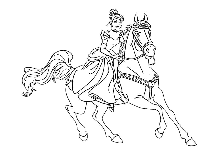 Prinsessa Tuhkimo ratsastushevonen Värityskuva