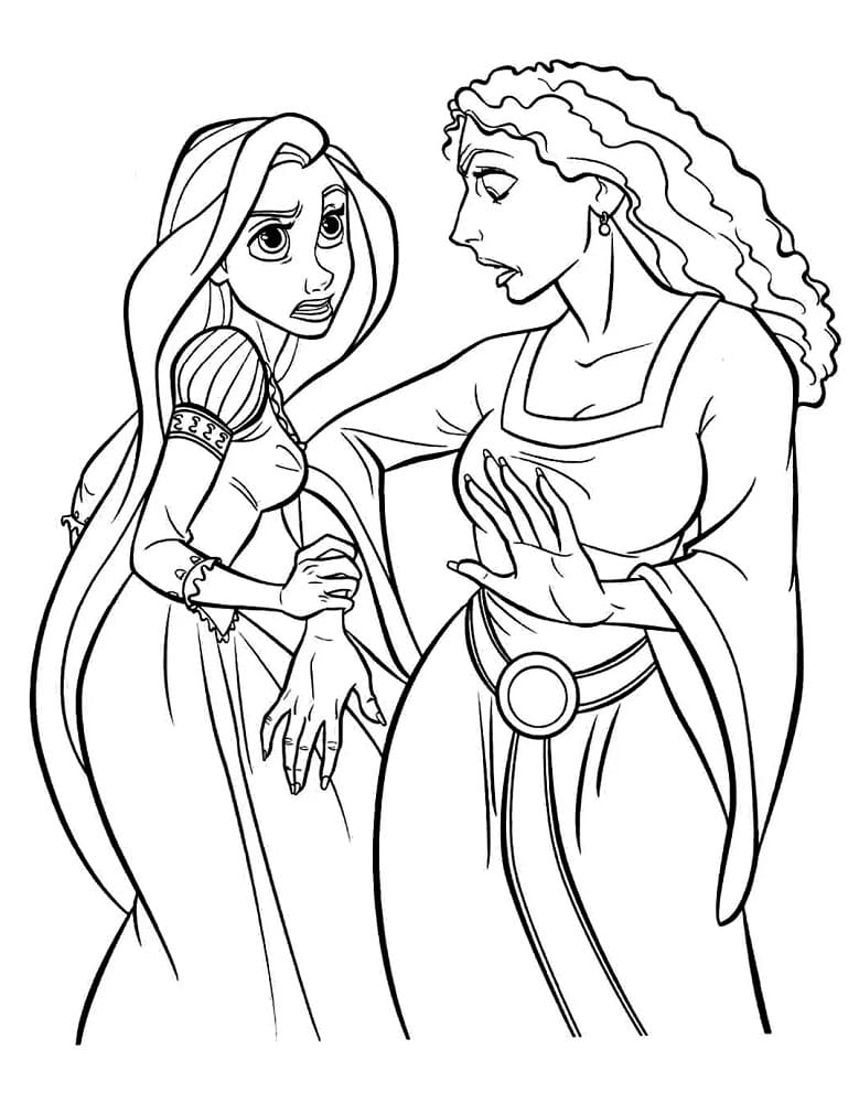 Rapunzel ja äiti Gothel Värityskuva