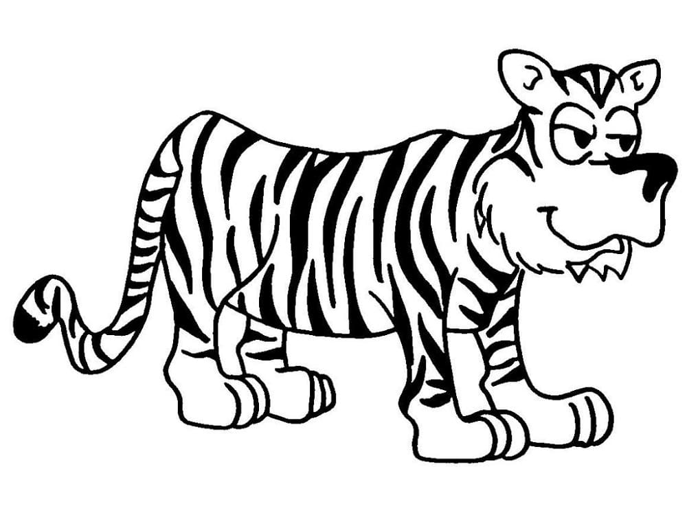 Sarjakuva tiikeri lapsille Värityskuva
