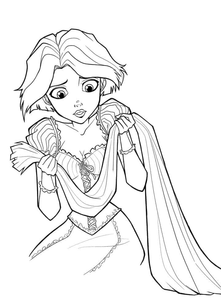 Surullinen prinsessa Rapunzel Värityskuva
