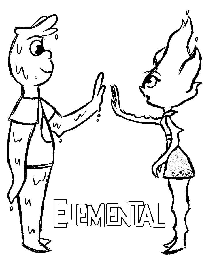 Wade ja Ember Elementalista Värityskuva