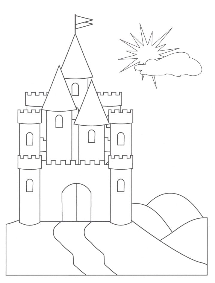 Yksinkertainen Castle Tulostettava Värityskuva