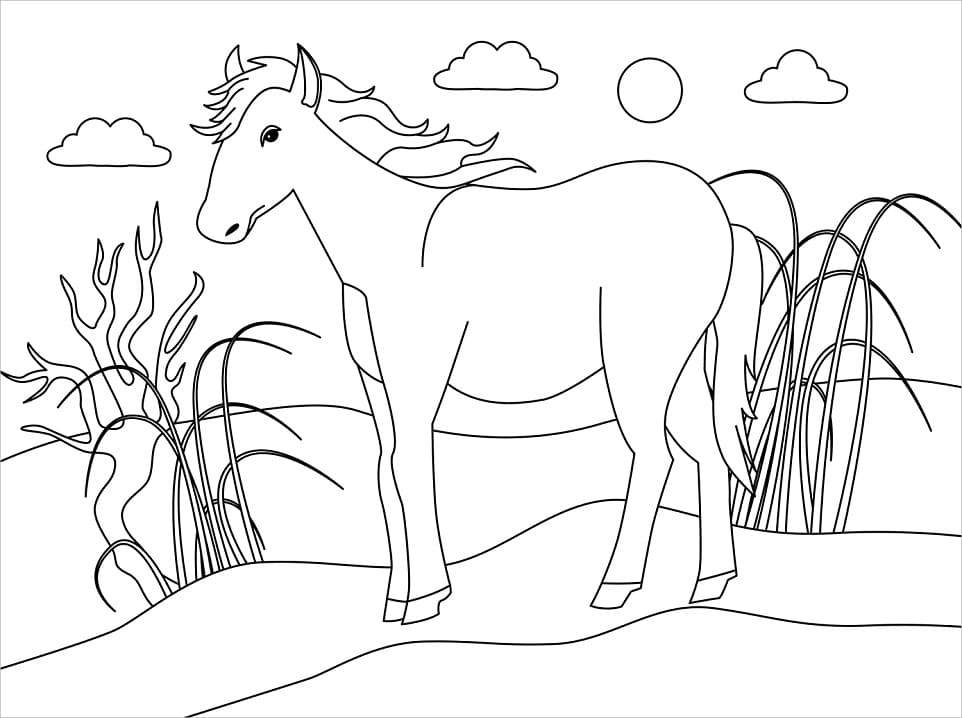 A Normal Horse coloring page Värityskuva