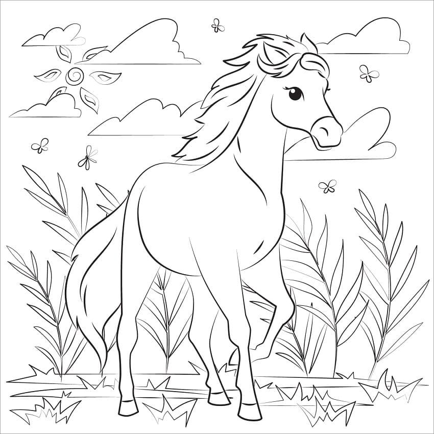 Cool Mustang Horse coloring page Värityskuva