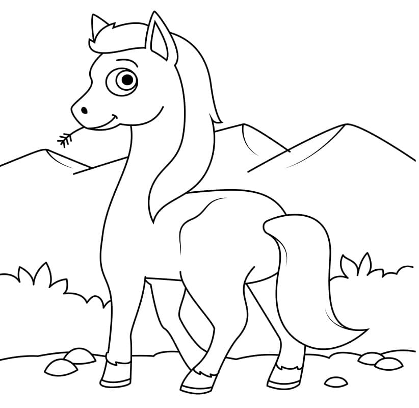 Cute Wild Horse coloring page Värityskuva