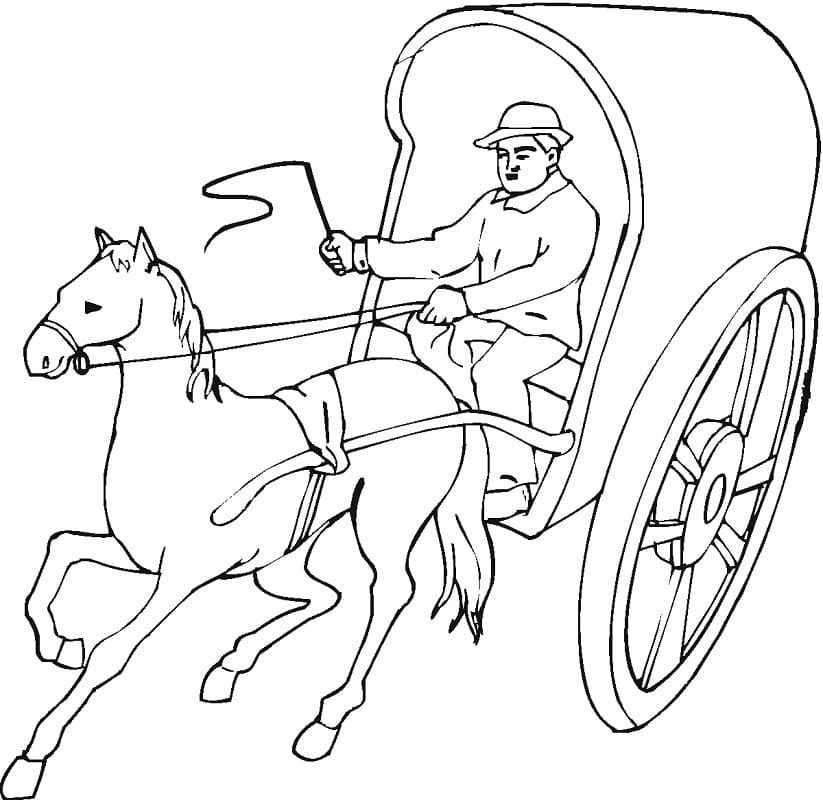 Horse Pulling Cart coloring page Värityskuva