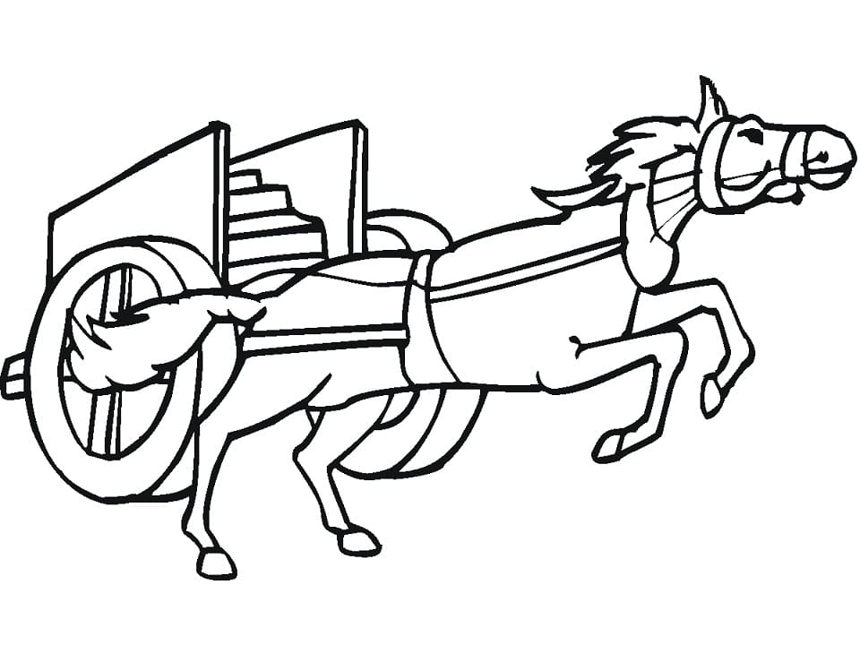 Horse Pulling Chariot coloring page Värityskuva