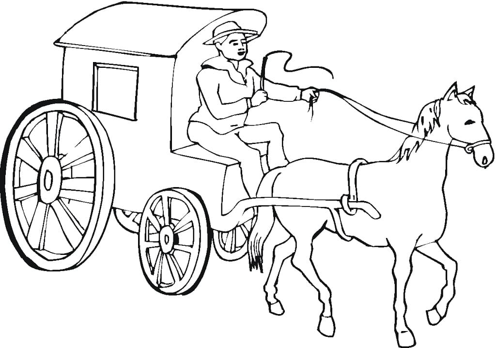 Horse Pulling a Cart coloring page Värityskuva