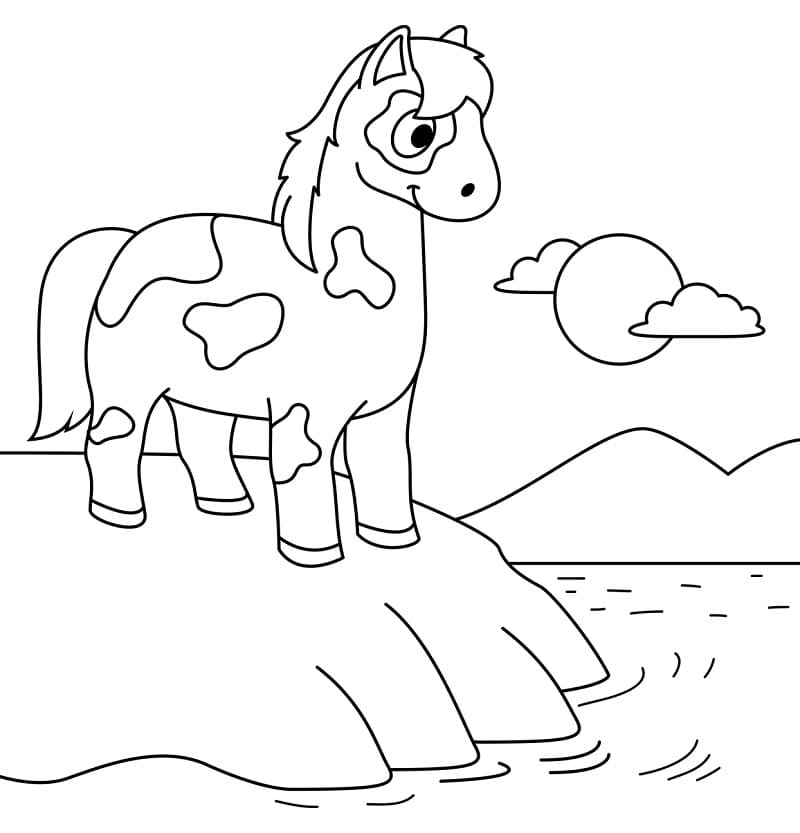 Horse on the Beach coloring page Värityskuva