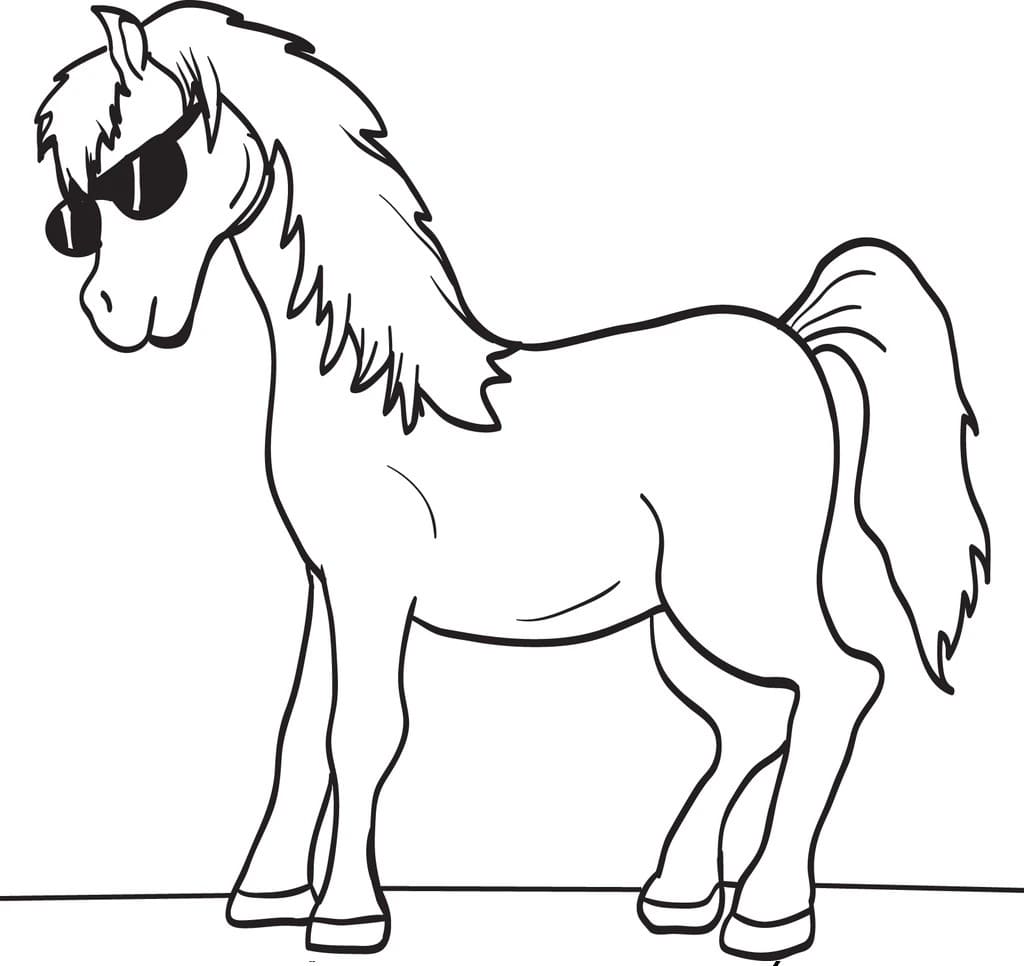 Horse with Sunglasses coloring page Värityskuva