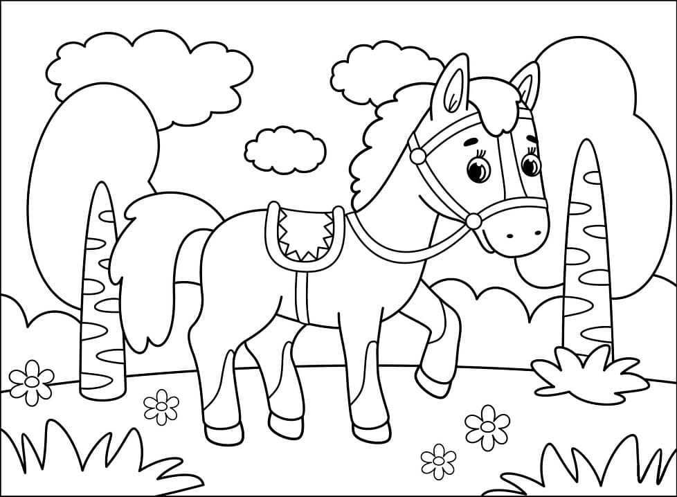 Little Cute Horse coloring page Värityskuva