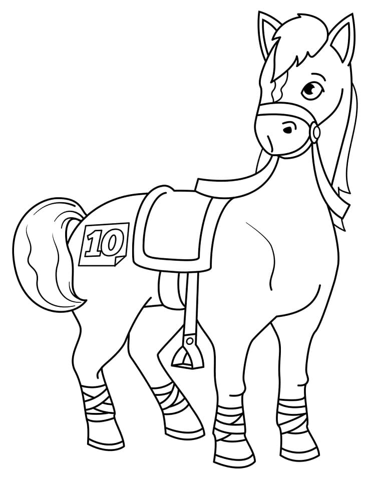 Racing Horse coloring page Värityskuva