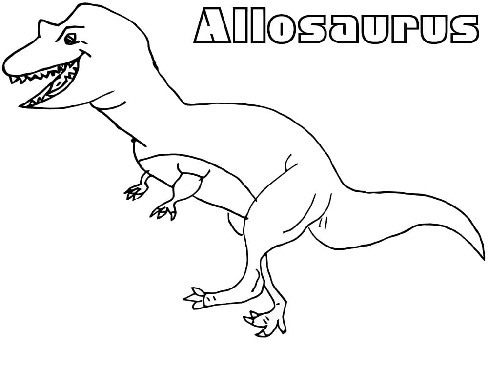 Allosaurus hymyilee Värityskuva