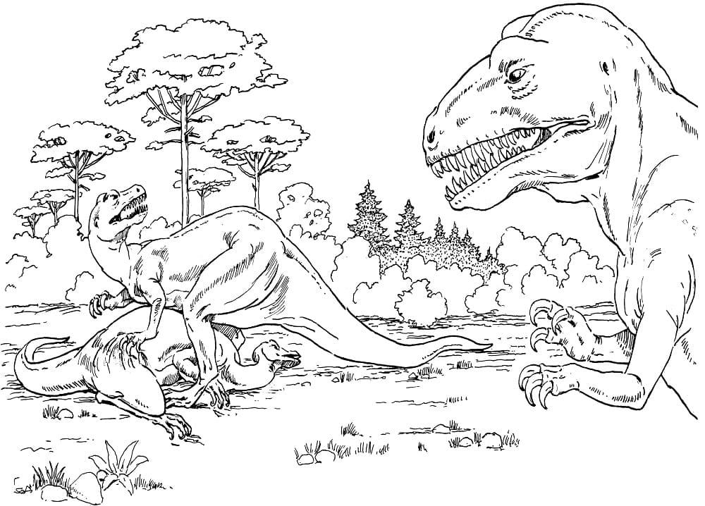 Allosaurus taistelee Värityskuva