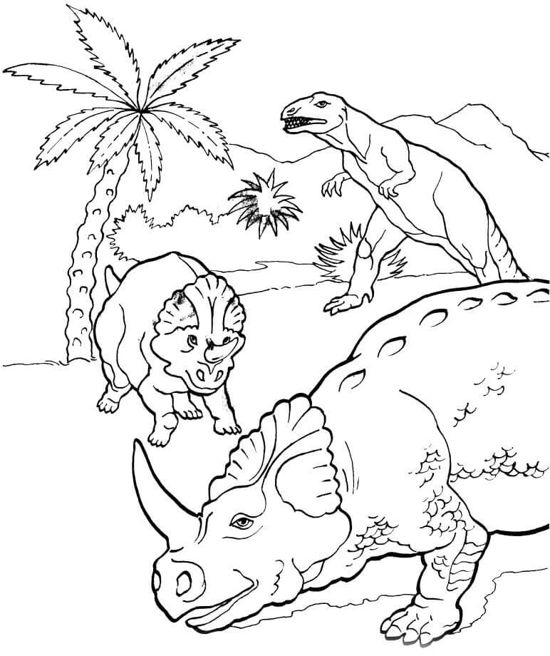 Allosaurusten metsästys Värityskuva