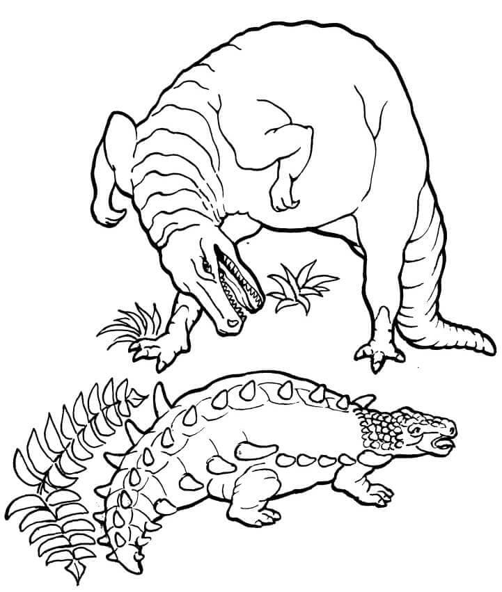 Ankylosaurus ja T-Rex Värityskuva