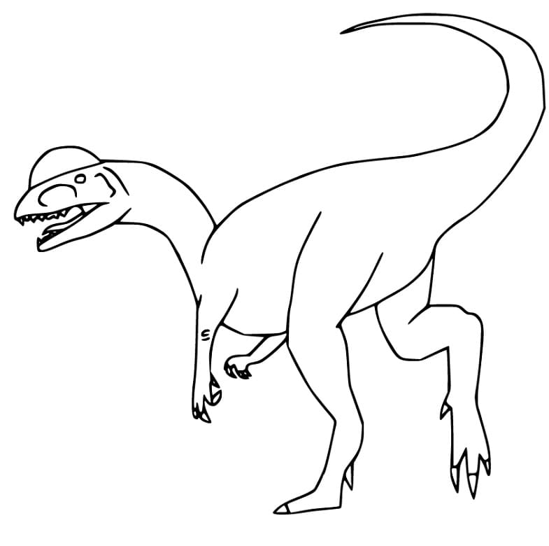 Dilophosaurus kävely Värityskuva