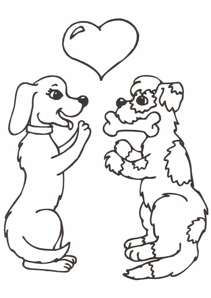 kaksi koiraa piirtää Värityskuva
