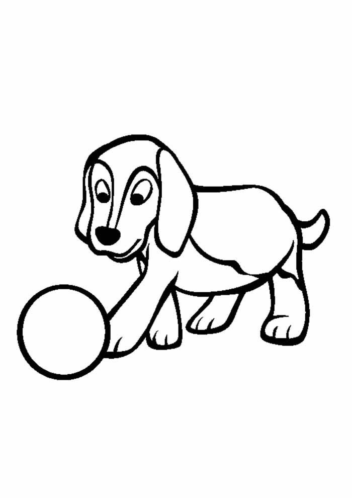 Koiran ja pallon piirustus Värityskuva